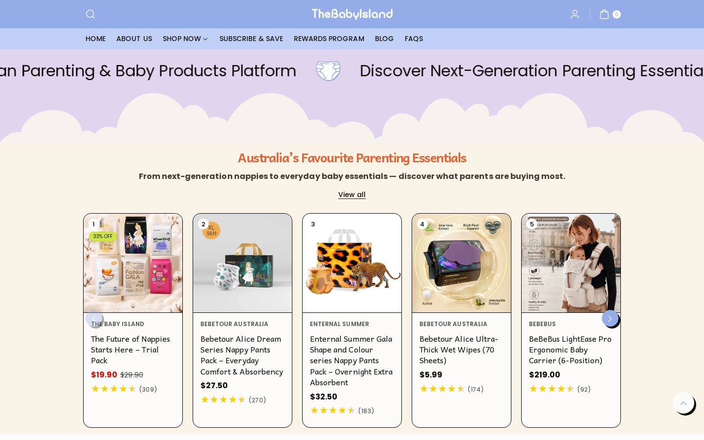 bebetour.com.au homepage screenshot