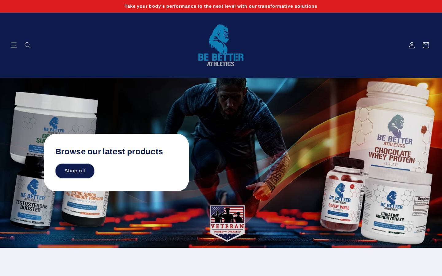 bebetterathletics.com homepage screenshot