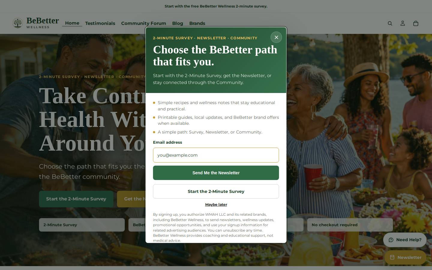 bebetterwellness.org homepage screenshot