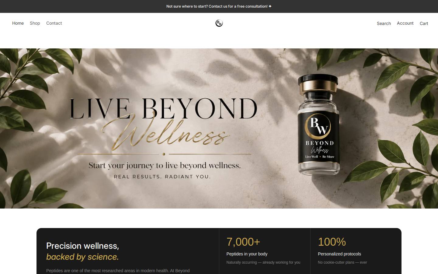 bebeyondwellness.com homepage screenshot