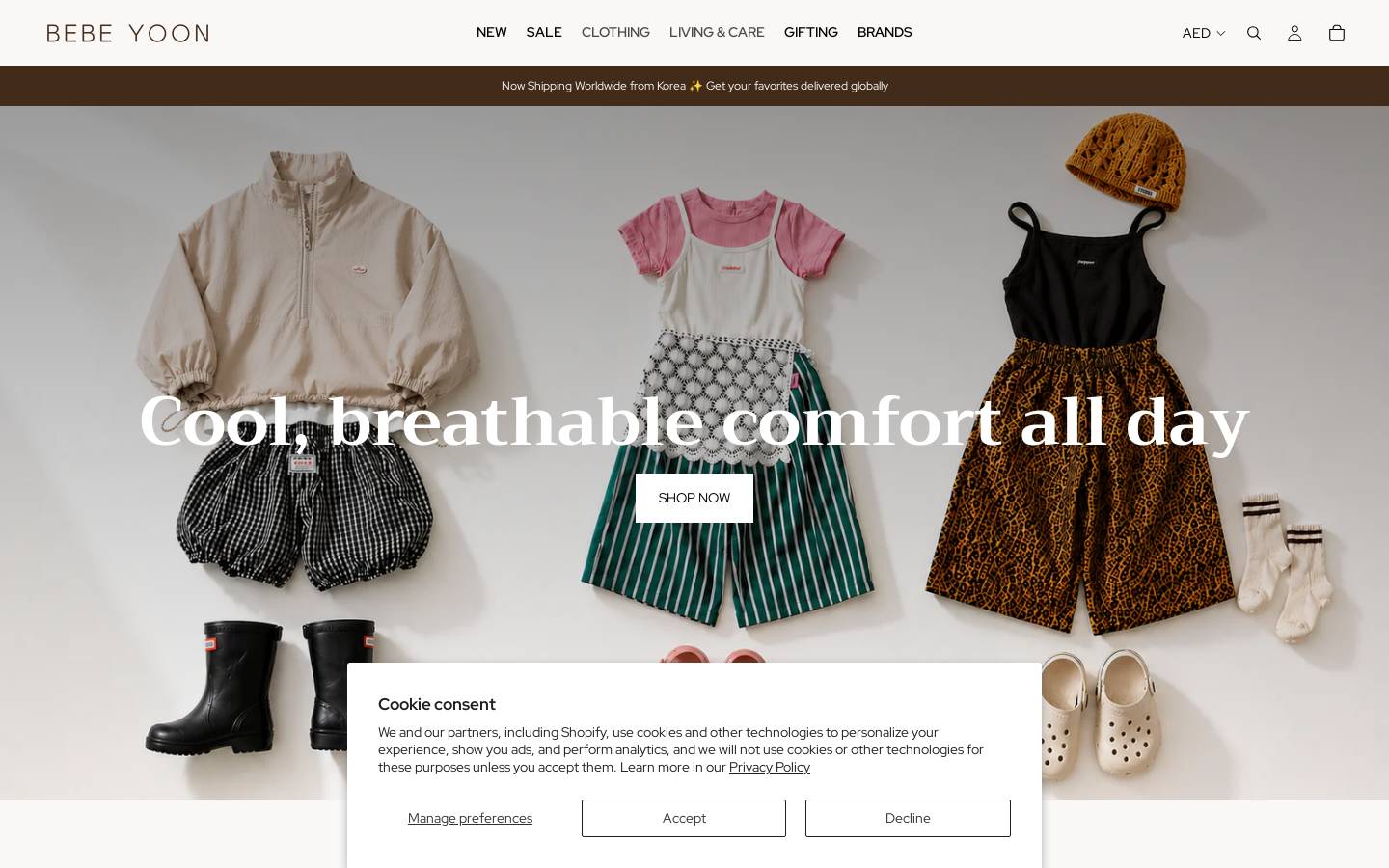 bebeyoon.com homepage screenshot