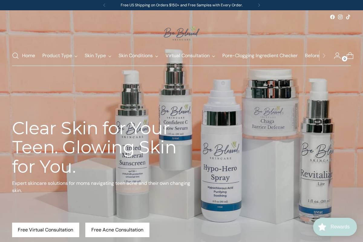 beblessedskincare.com homepage screenshot