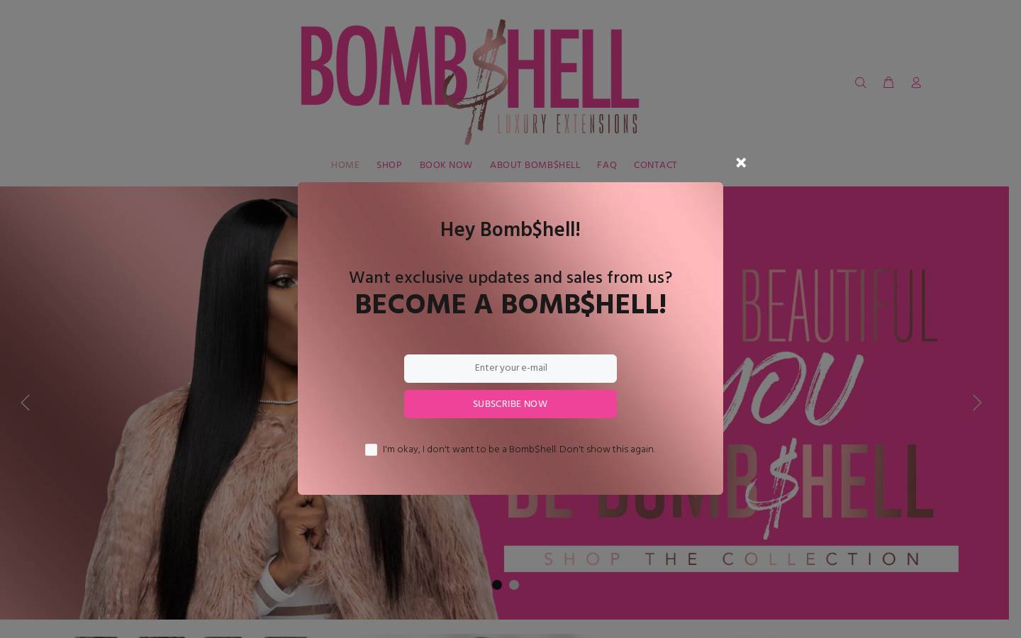 bebombshellextensions.com homepage screenshot