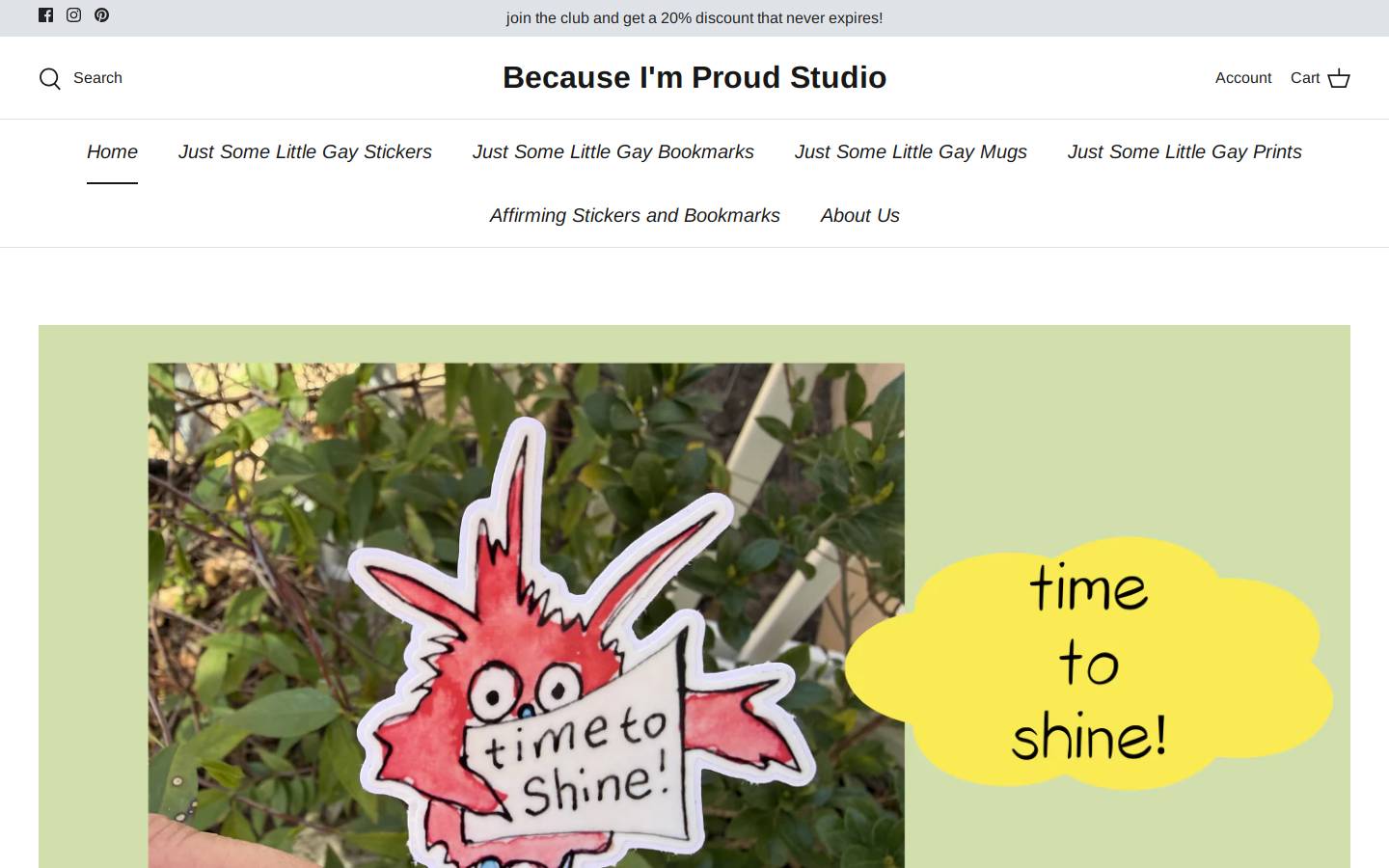 becauseimproudstudio.com homepage screenshot