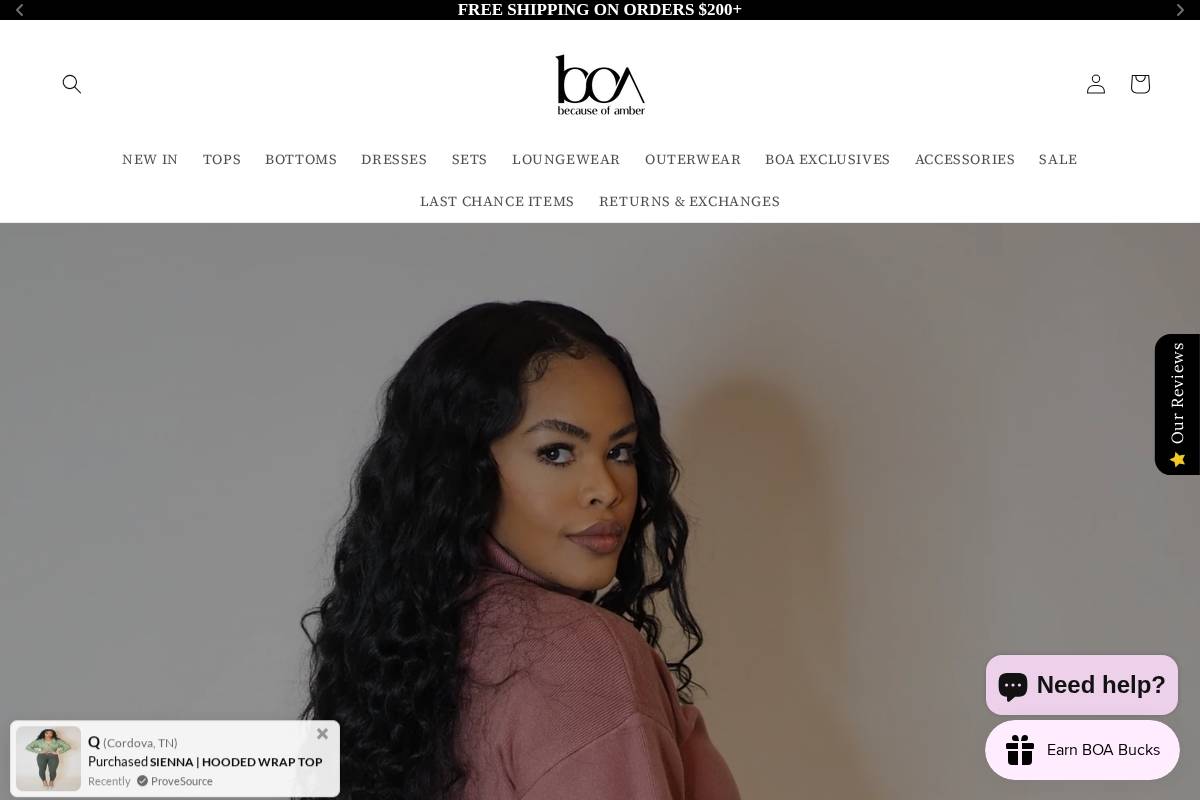 becauseofamber.com homepage screenshot