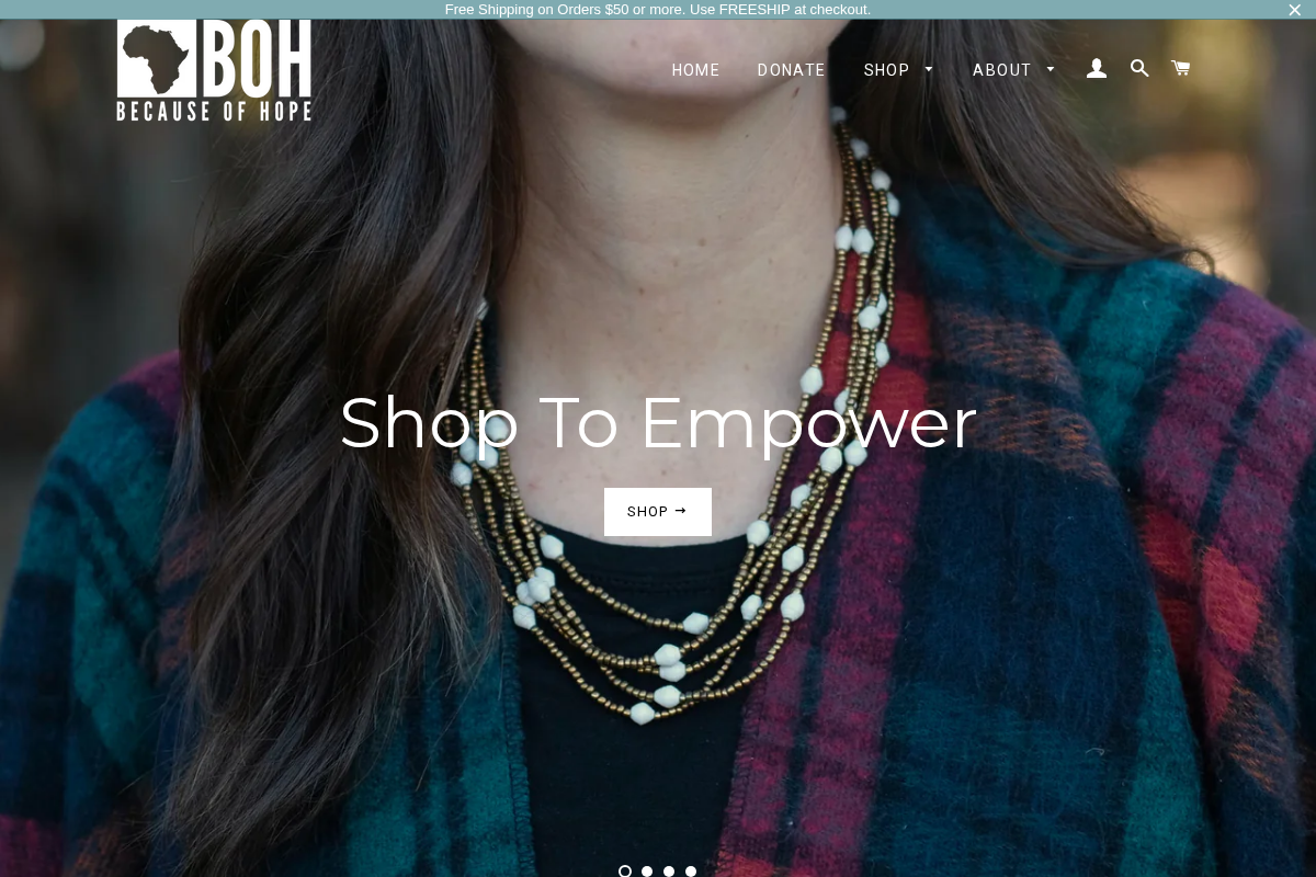 becauseofhope.org homepage screenshot