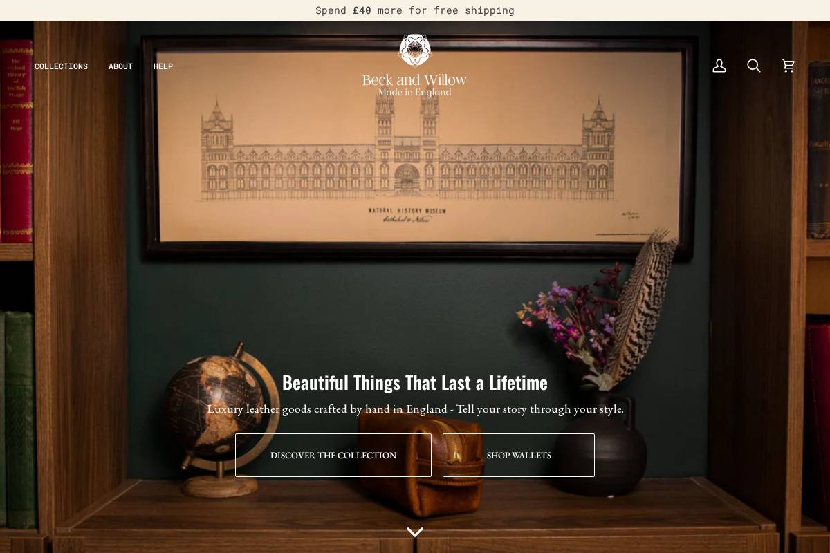 Beck and Willow homepage screenshot