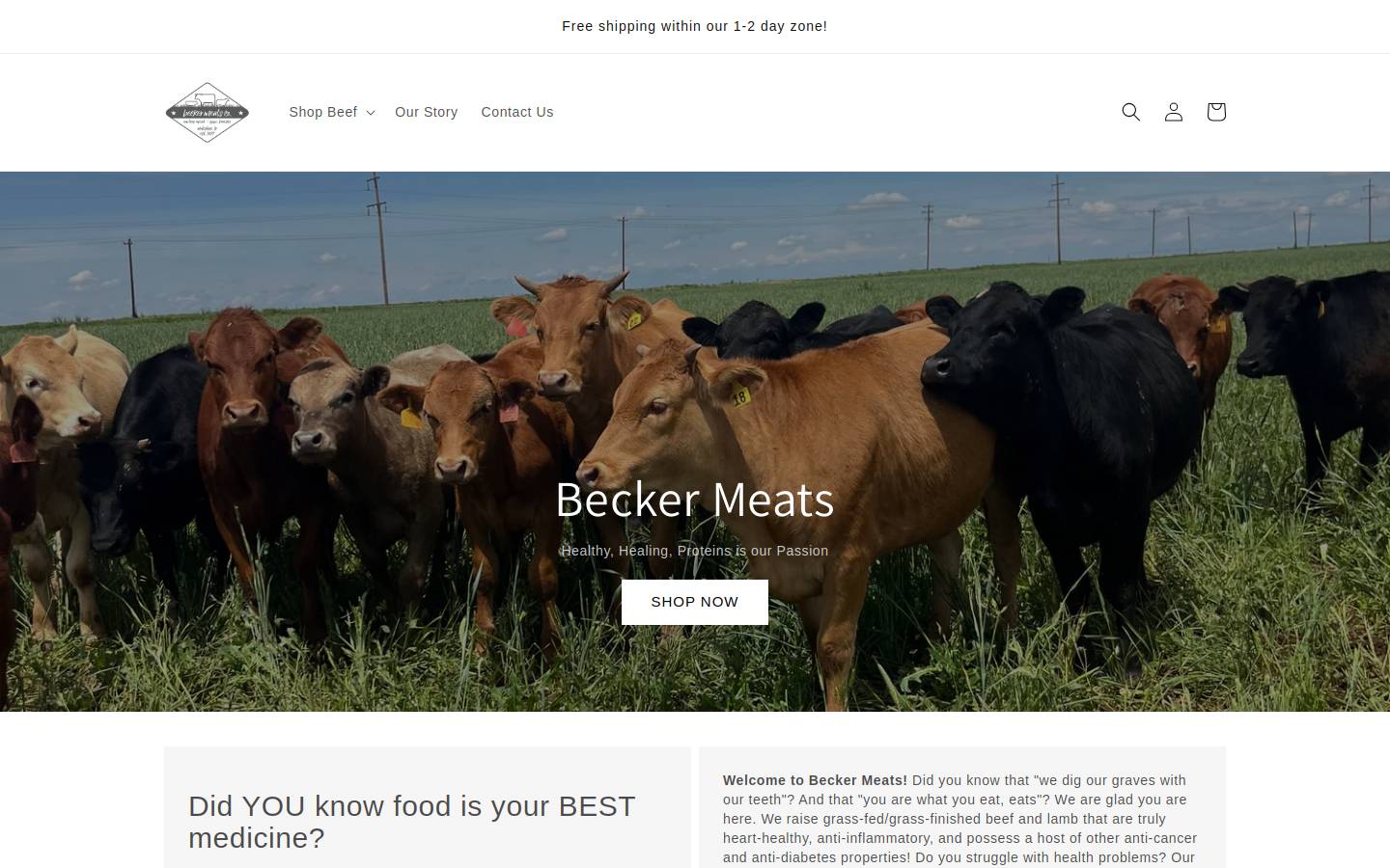 beckermeats.com homepage screenshot