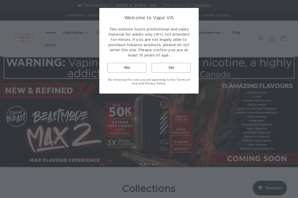 beckersvapevifi.com homepage screenshot