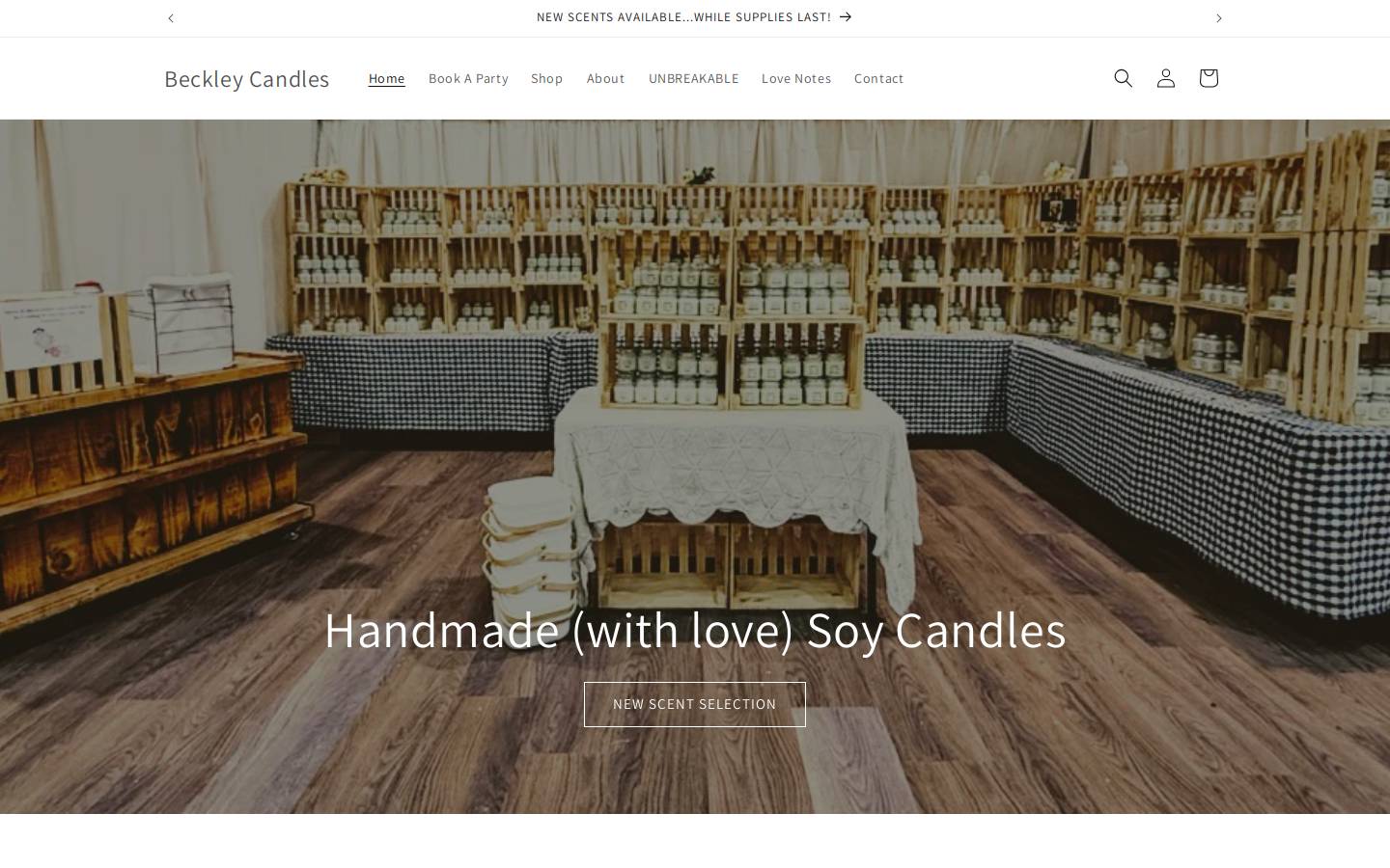 beckleycandle.com homepage screenshot
