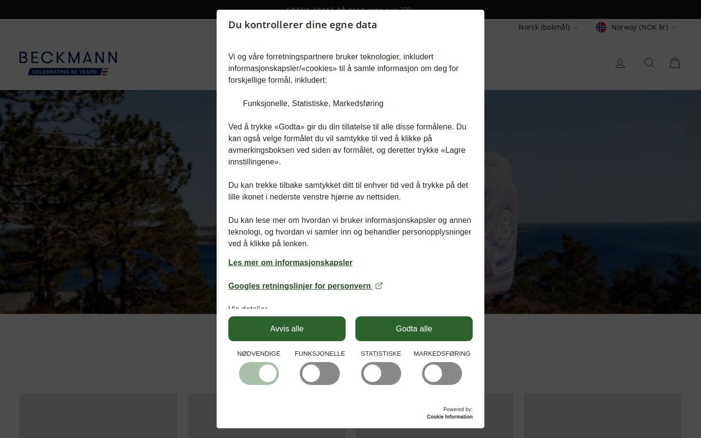 beckmann-norway.com homepage screenshot