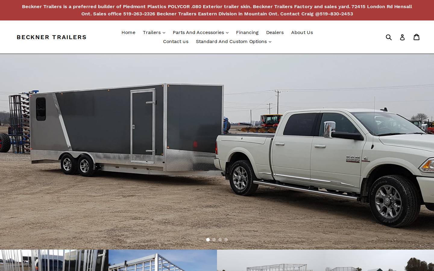 becknertrailers.com homepage screenshot