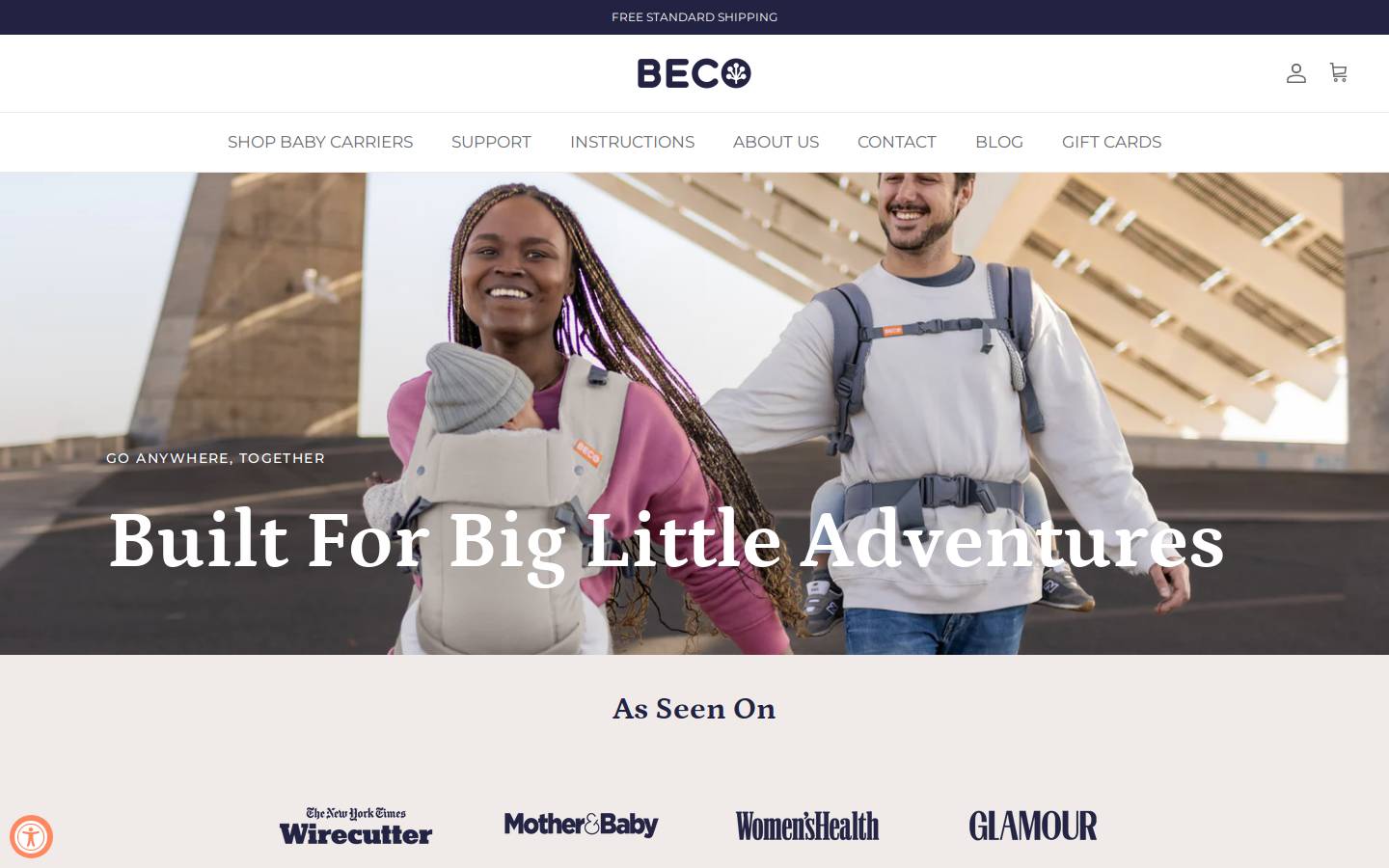 becobabycarrier.com homepage screenshot