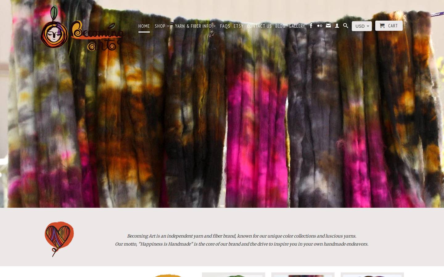 becomingart-handmade.com homepage screenshot