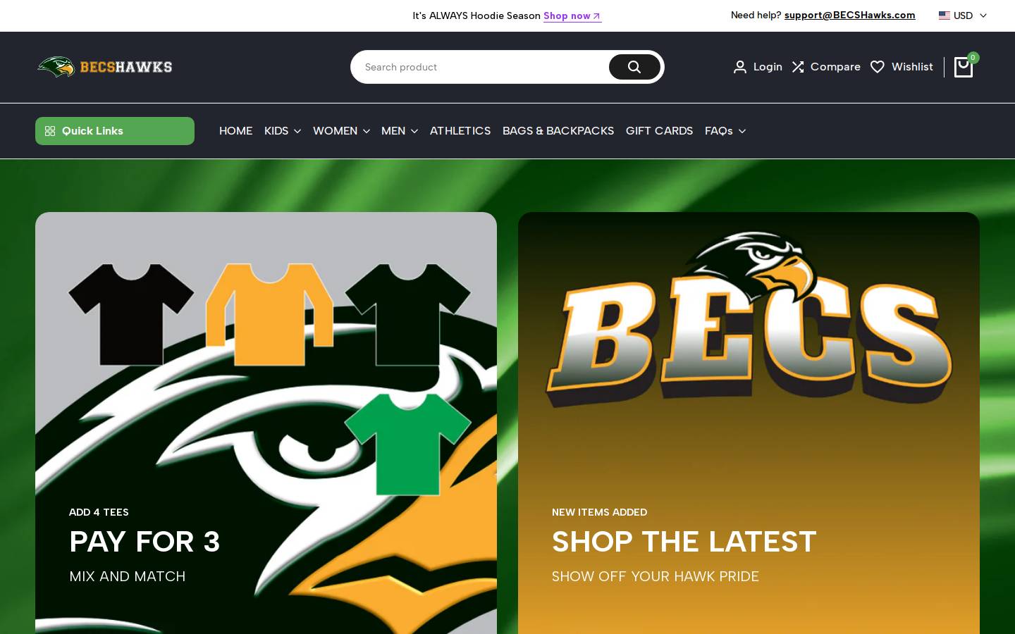becshawks.com homepage screenshot