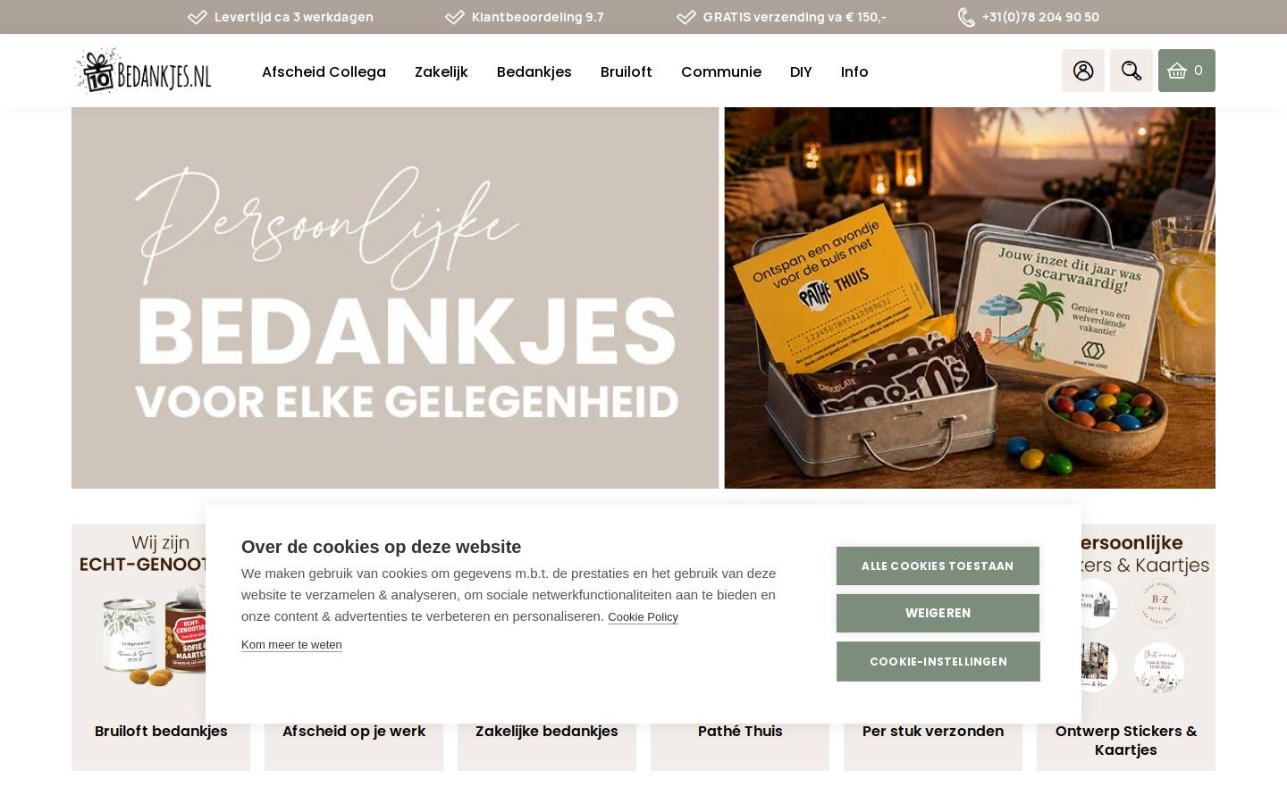 bedankjes.nl homepage screenshot