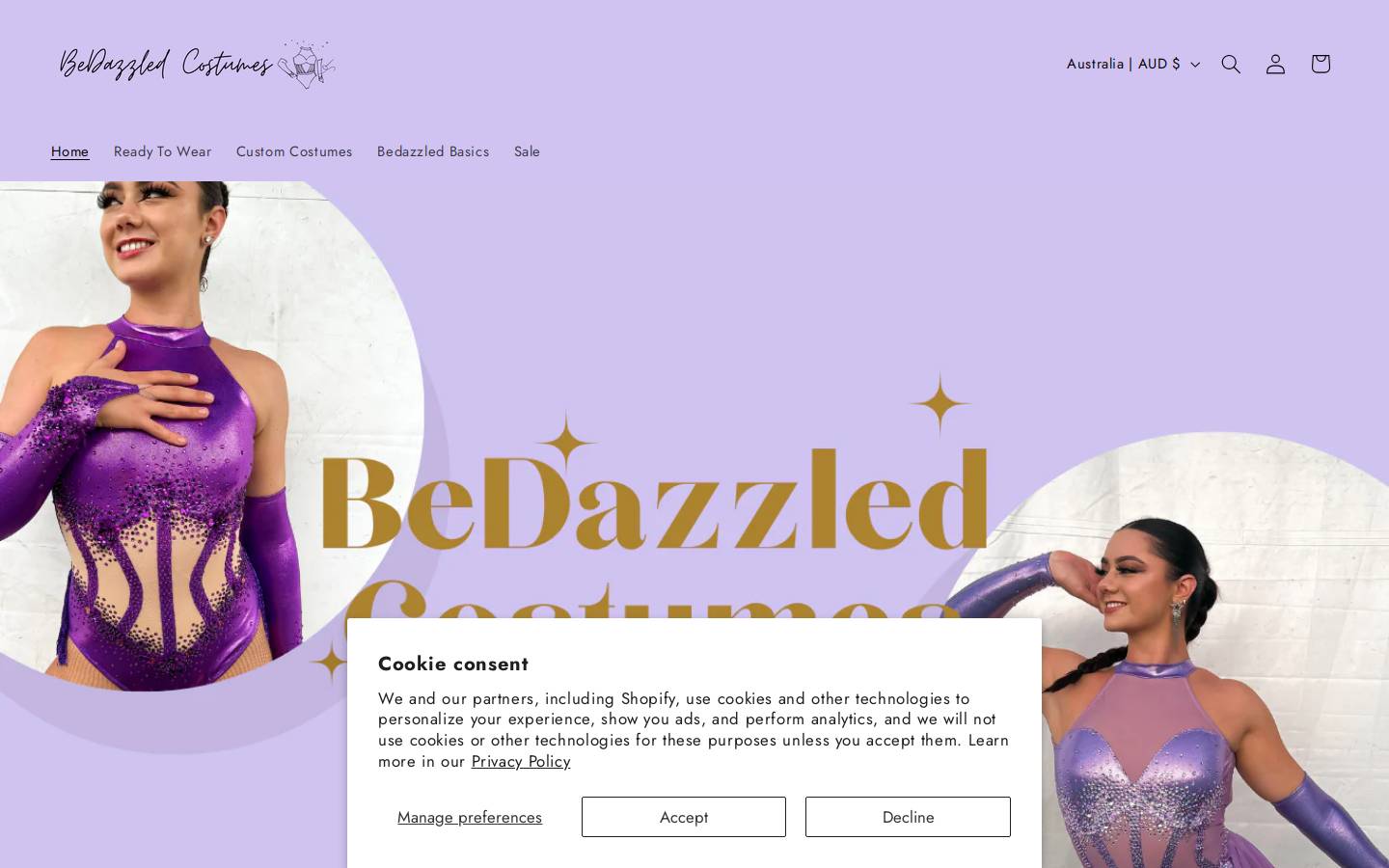 bedazzledcostumes.com homepage screenshot