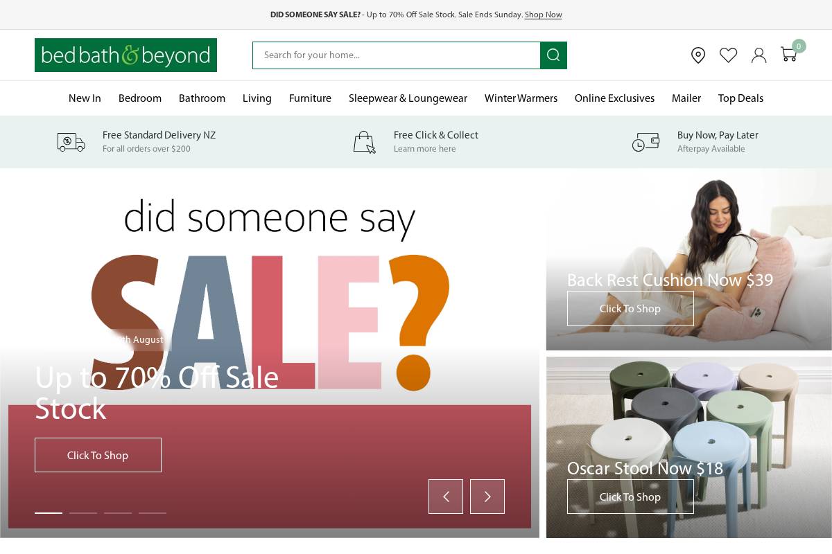 bedbathandbeyond.co.nz homepage screenshot