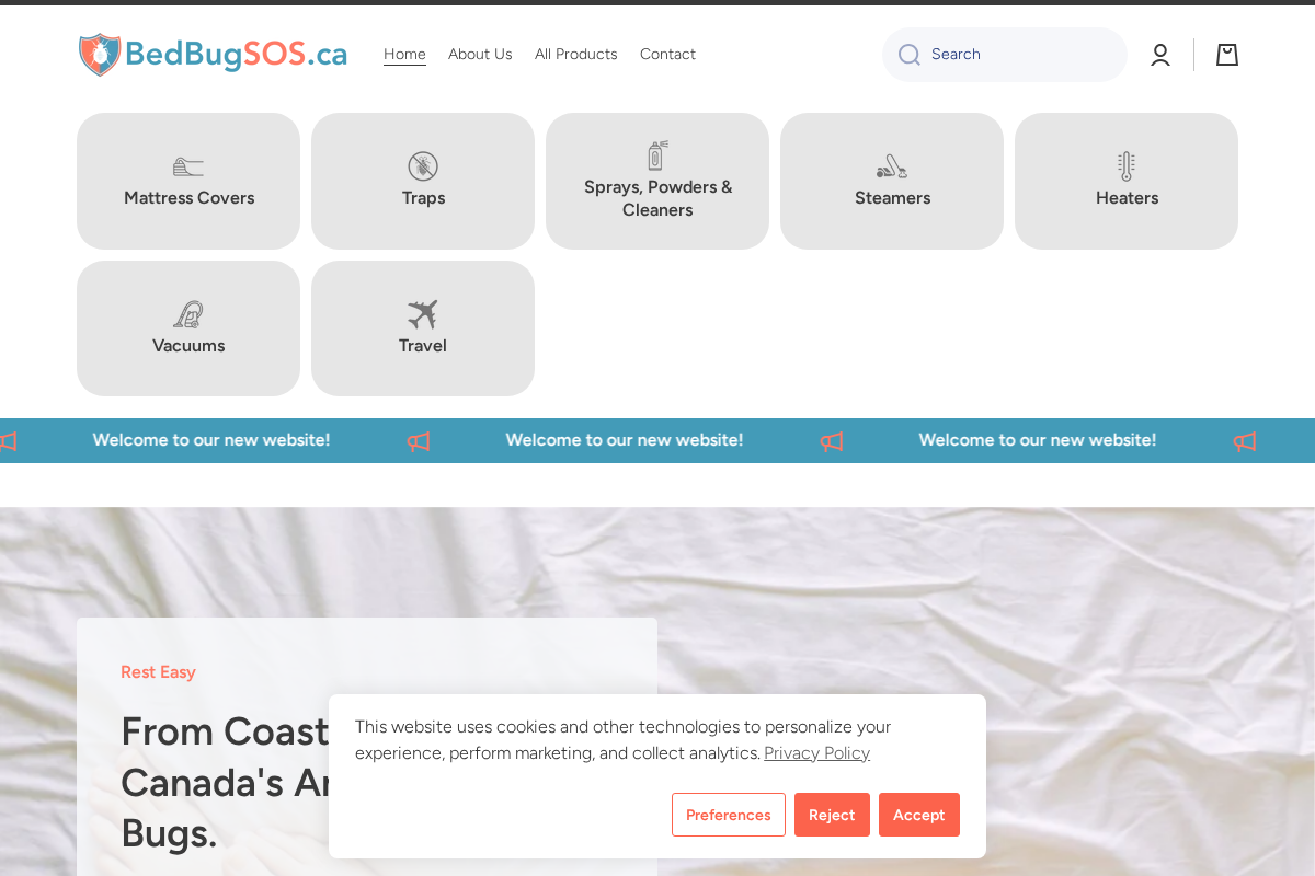 Bed Bug SOS homepage screenshot