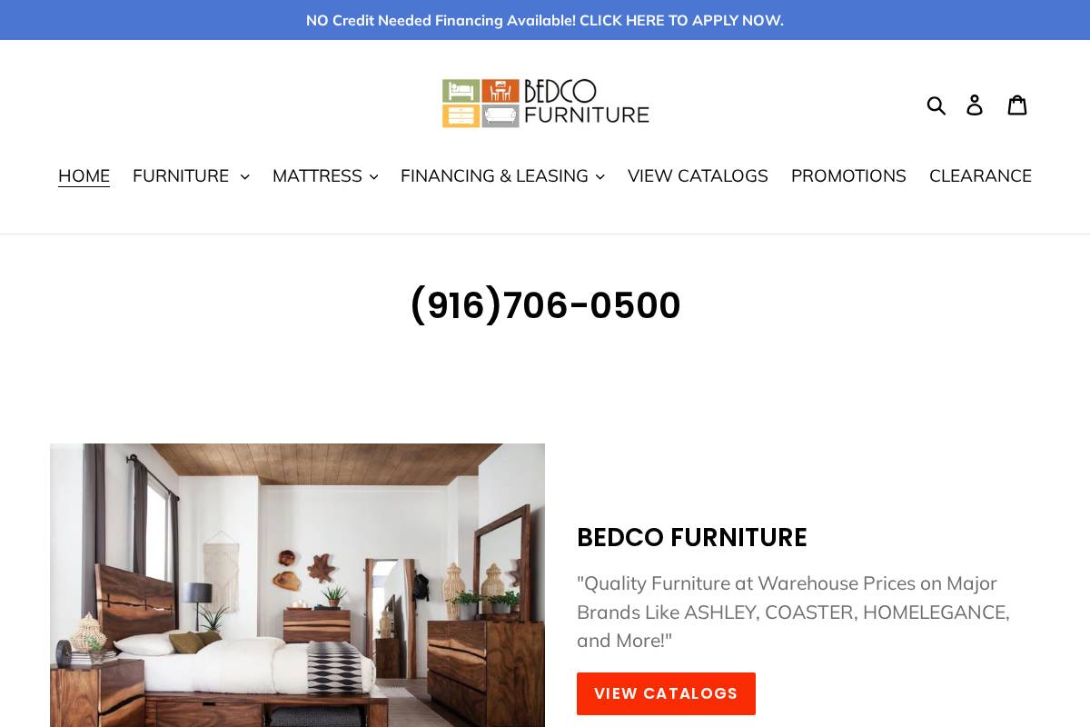 bedcofurniture.com homepage screenshot