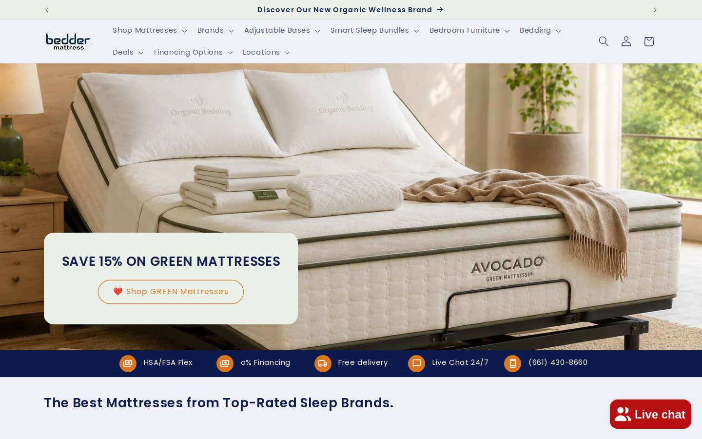beddermattress.com homepage screenshot