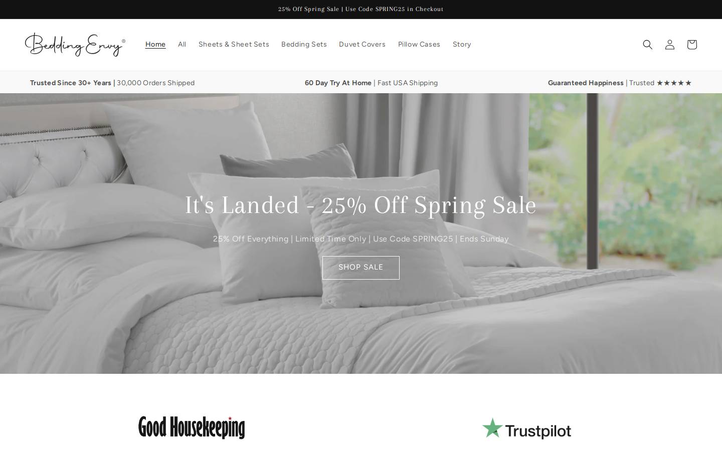 beddingenvy.com homepage screenshot