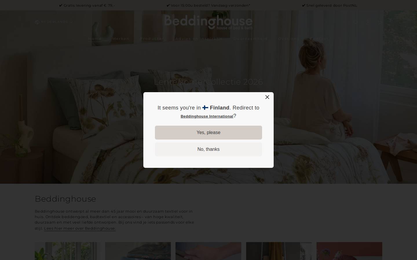 Beddinghouse homepage screenshot