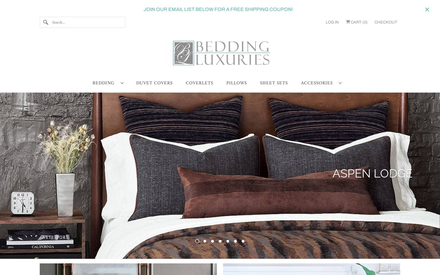 beddingluxuries.com homepage screenshot