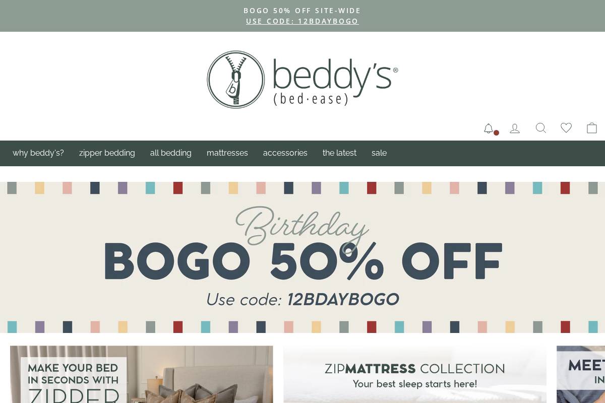 beddys.com homepage screenshot
