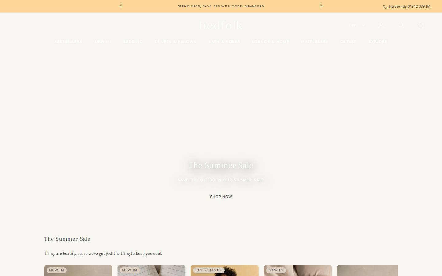 Bedfolk homepage screenshot