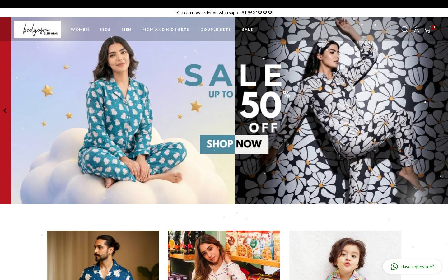 bedgasmsleepwear.in homepage screenshot