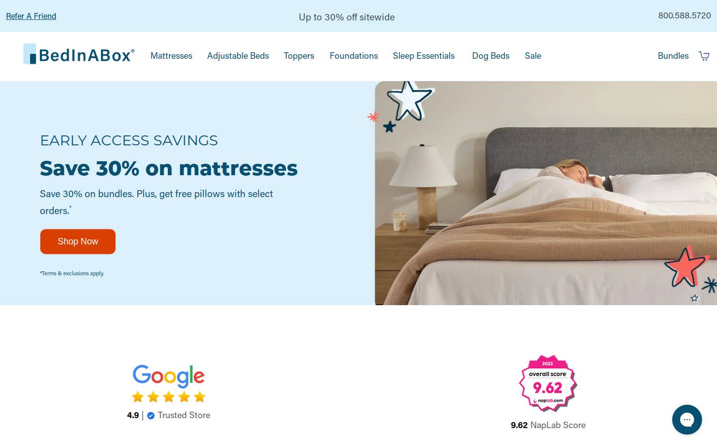 BedInABox® homepage screenshot