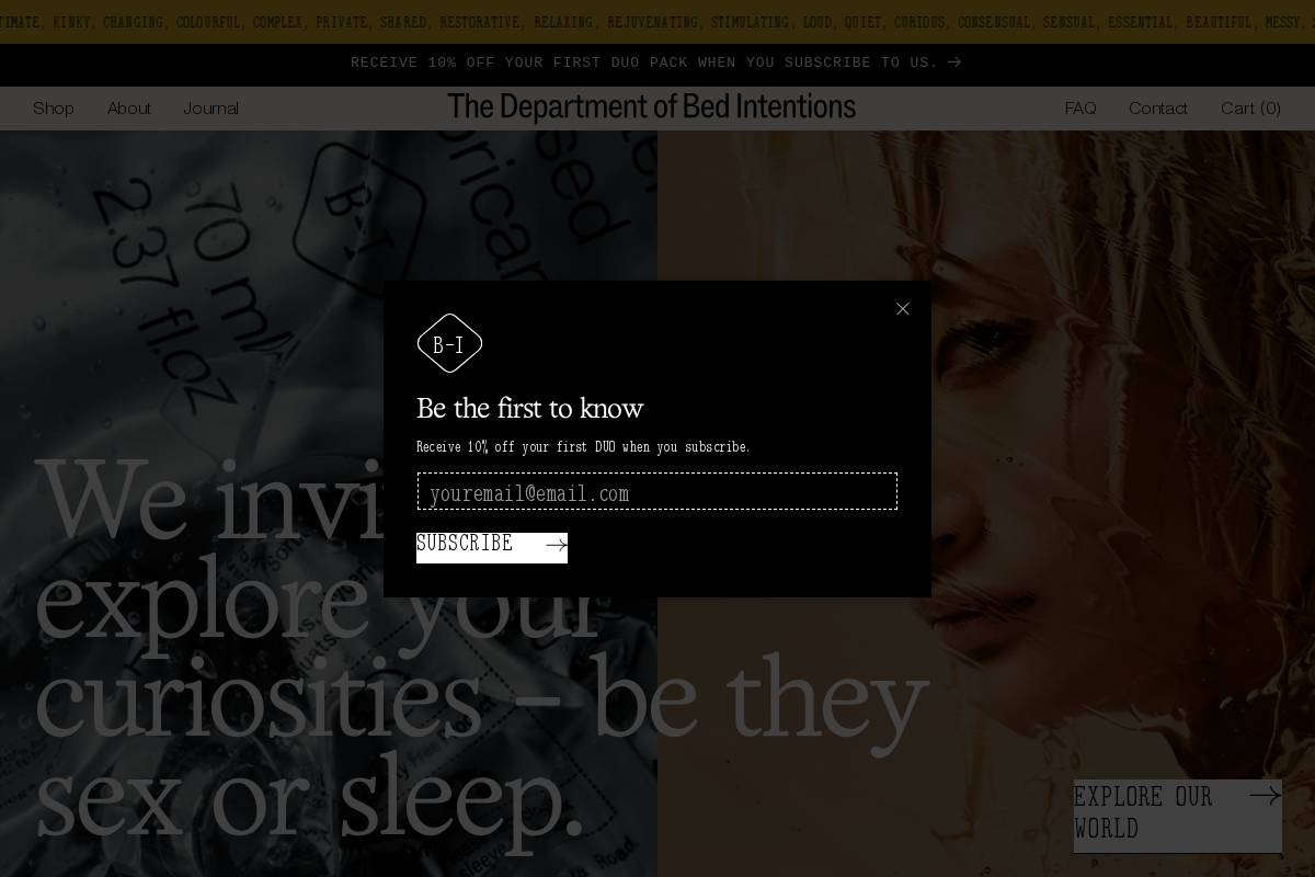 bedintentions.com homepage screenshot