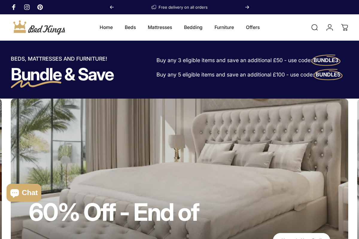 Bed Kings homepage screenshot