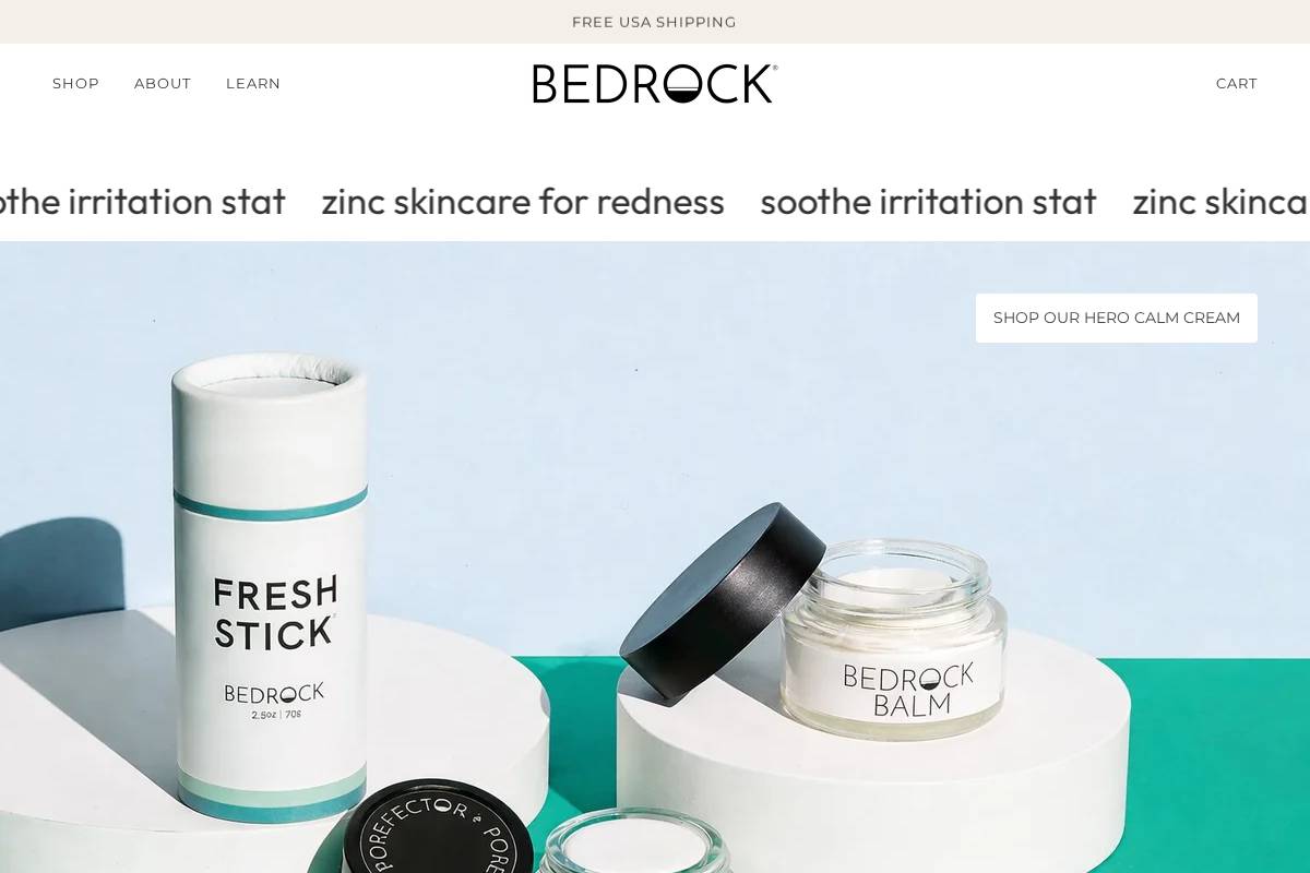 bedrockskin.com homepage screenshot