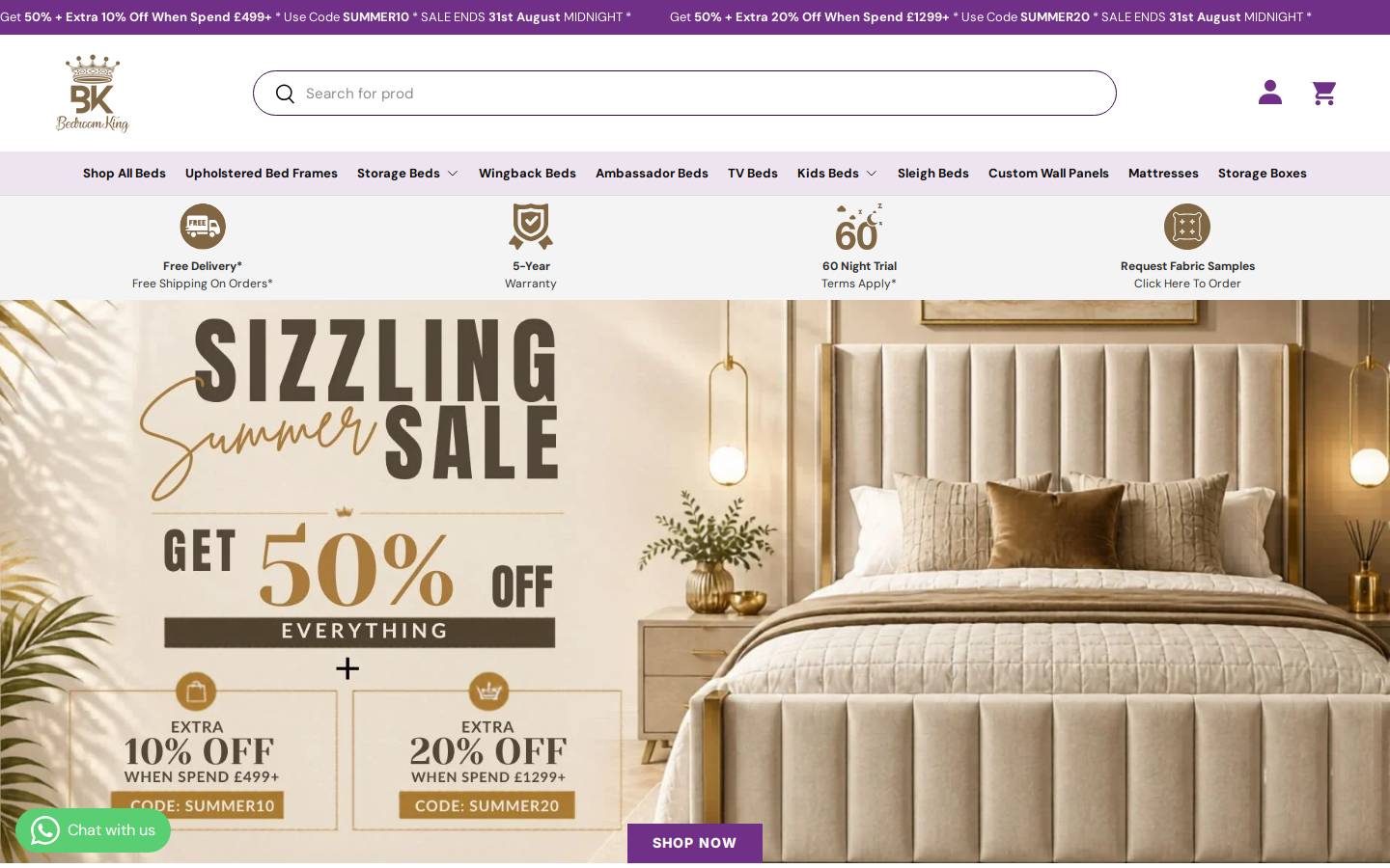 Bedroomking homepage screenshot