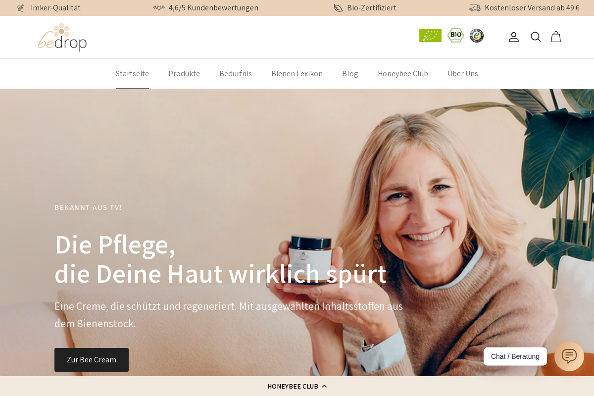 bedrop #natürlichbiene homepage screenshot