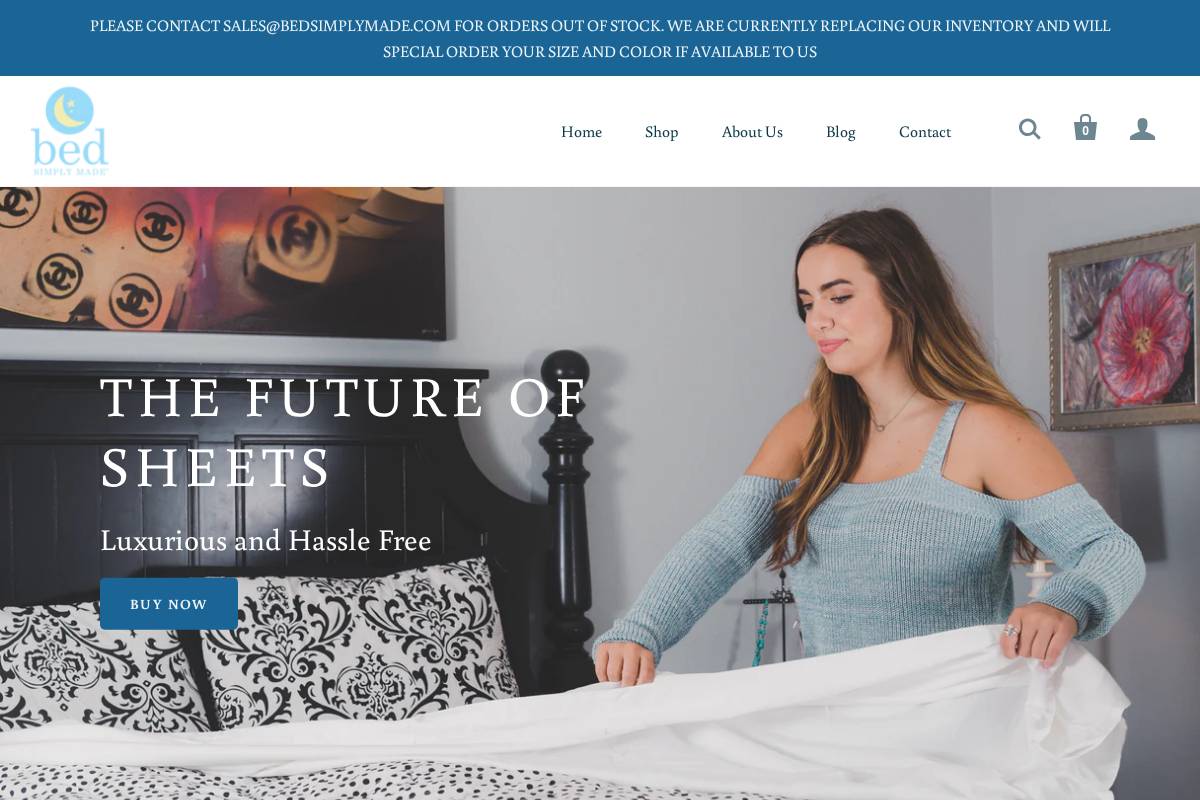 bedsimplymade.com homepage screenshot