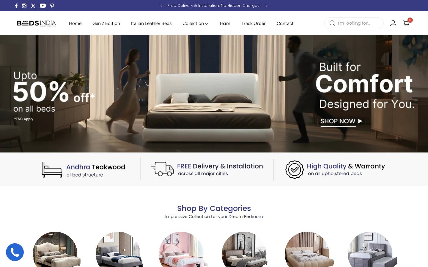 Bedsindia homepage screenshot