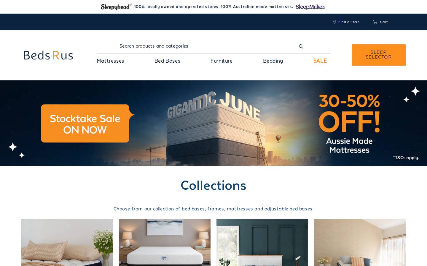 bedsrus.com.au homepage screenshot