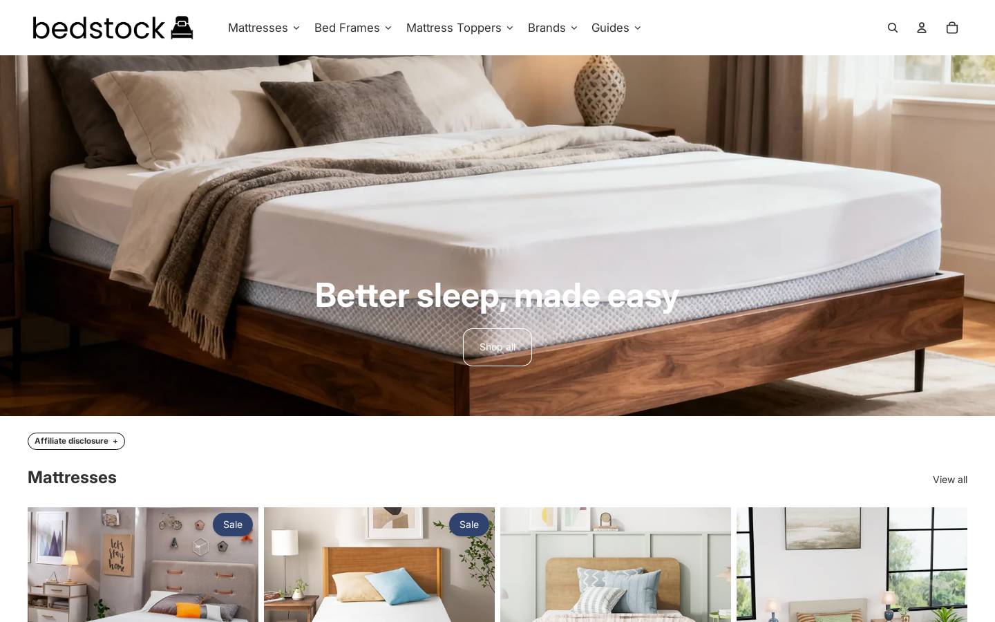 Bed Stock homepage screenshot