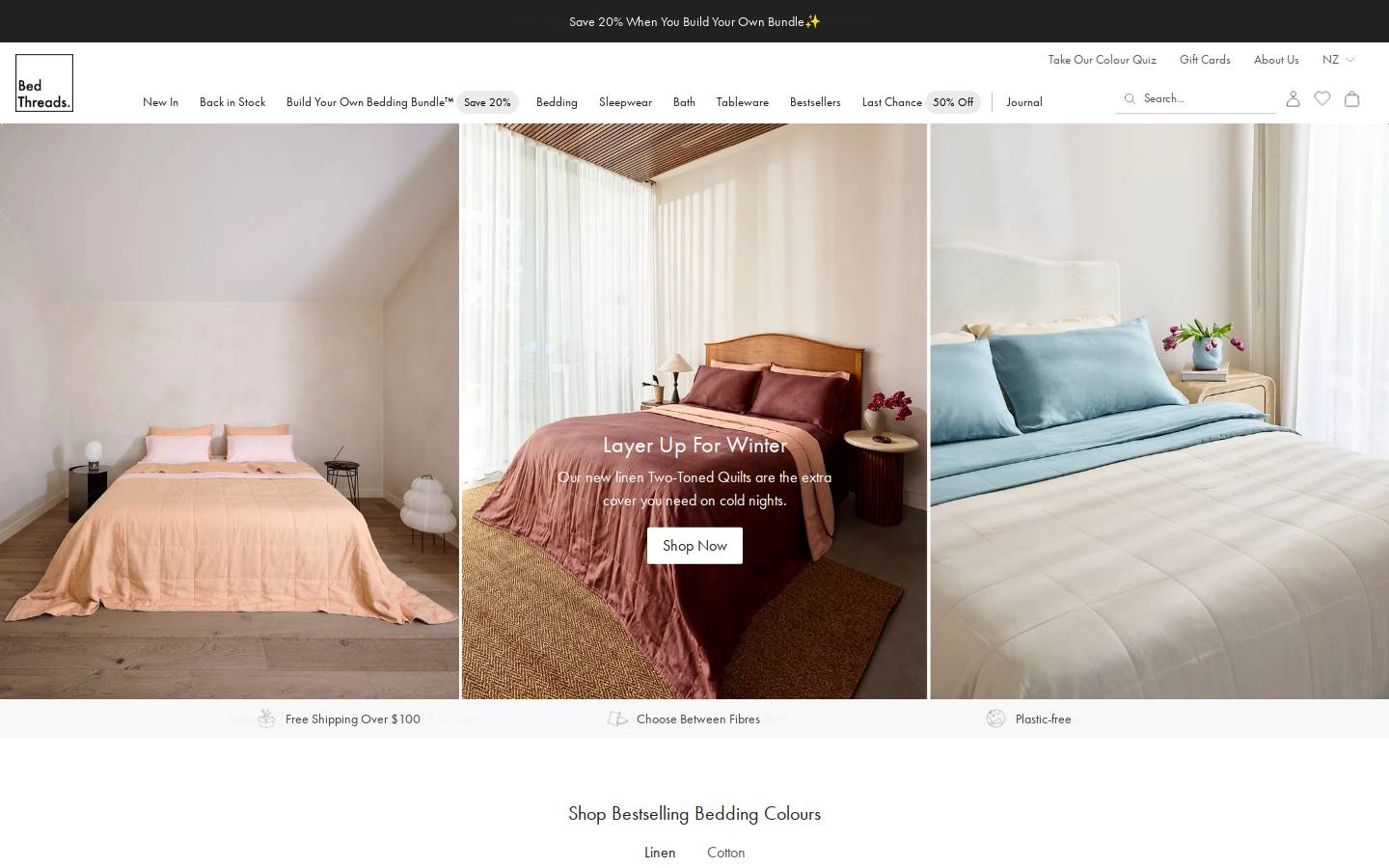 bedthreads.co.nz homepage screenshot