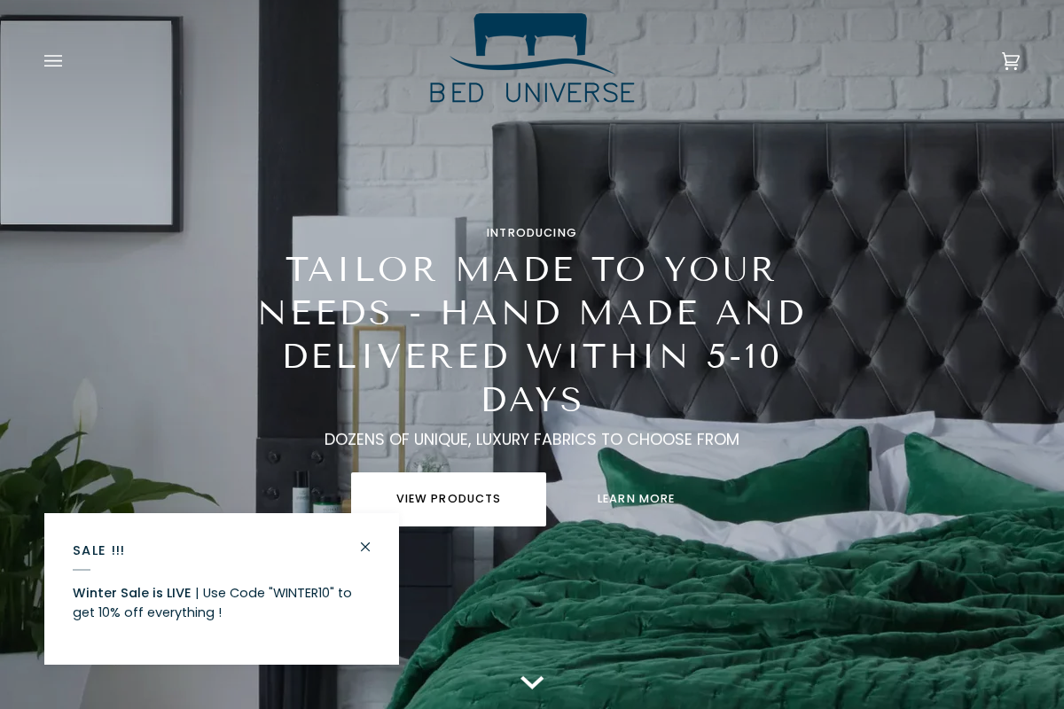 beduniverse.co.uk homepage screenshot