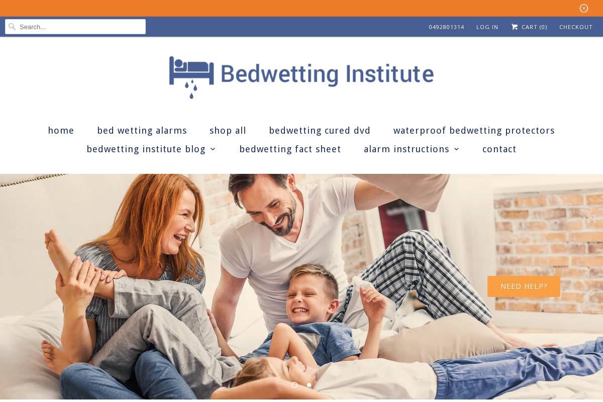bedwettinginstitute.com.au homepage screenshot