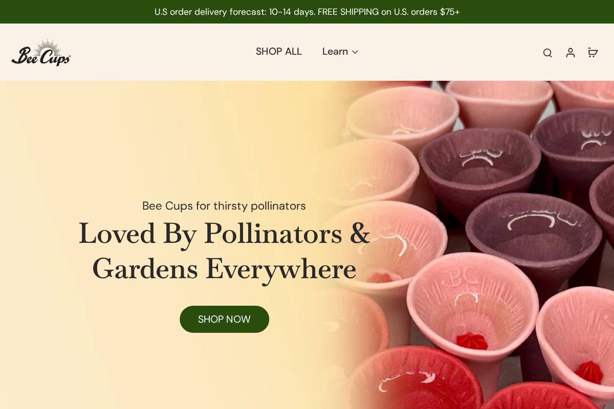 bee-cups.com homepage screenshot