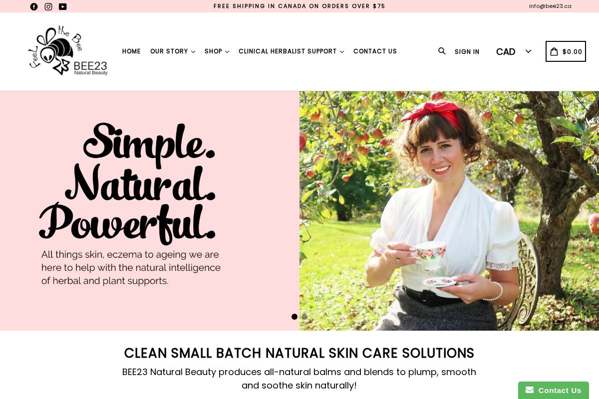 bee23.ca homepage screenshot