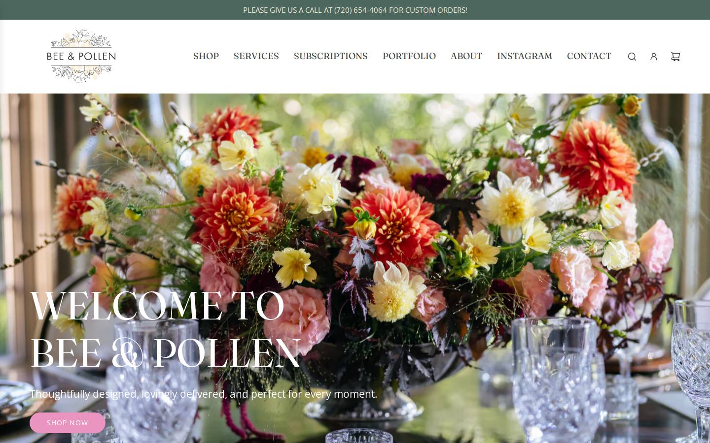 beeandpollen.com homepage screenshot