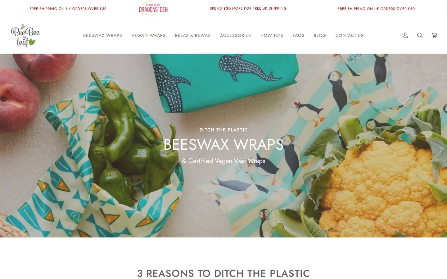 Beebeeandleaf homepage screenshot