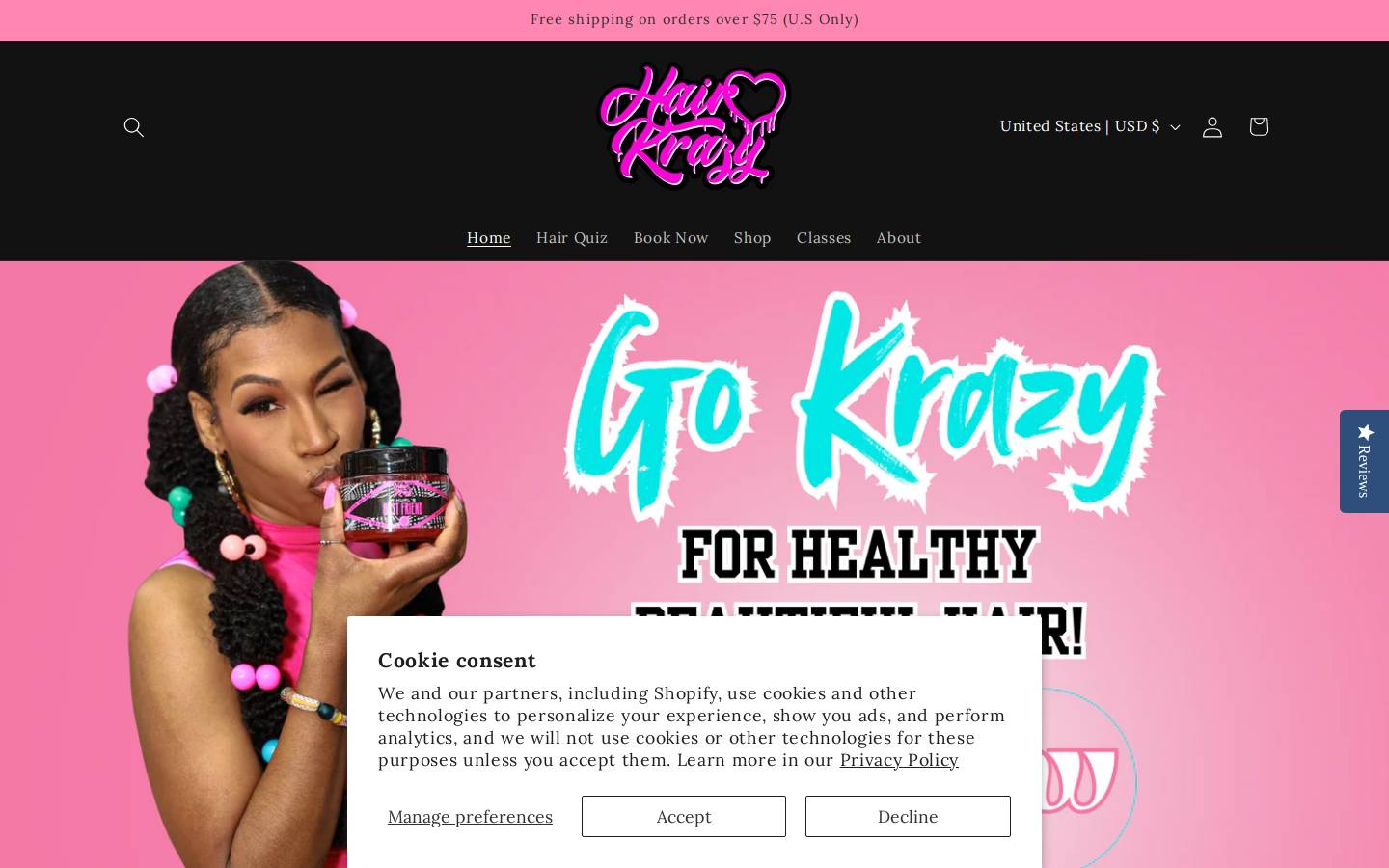 beehairkrazy.com homepage screenshot