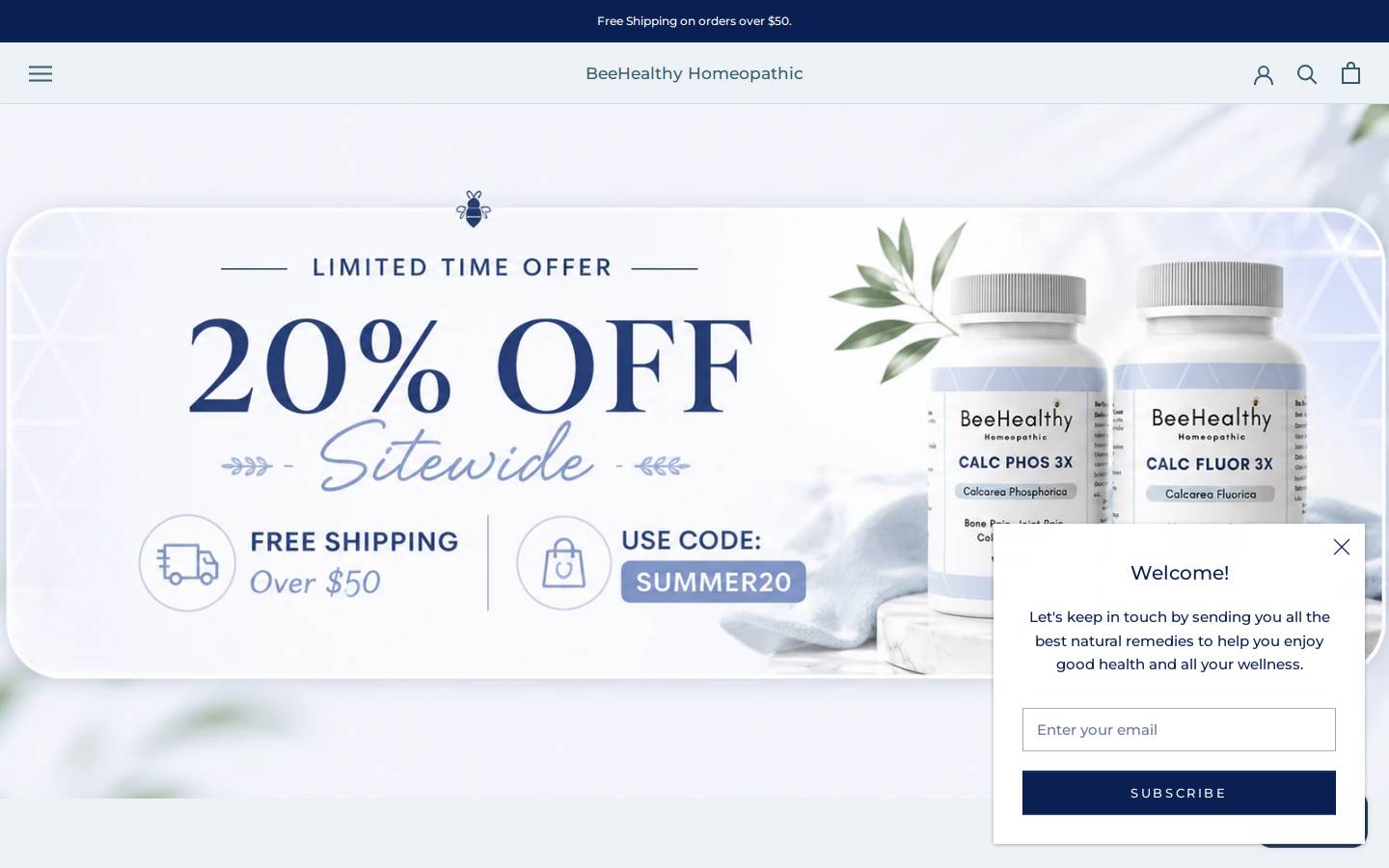 beehealthyhomeopathic.com homepage screenshot